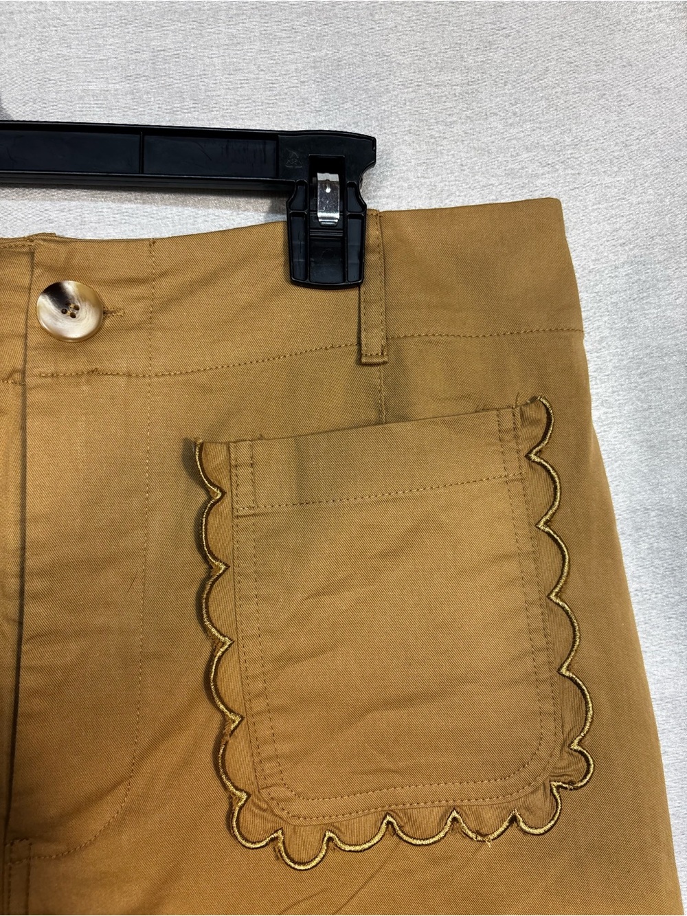 ee:some Brown Wide Leg Pants L Scallop Pockets Boho Coastal NWT - Picture 5 of 8